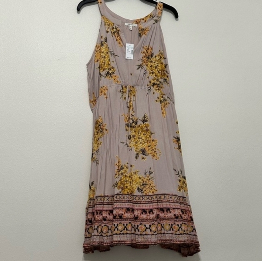 Maurices Mauve Maxi Dress with Yellow Floral Print